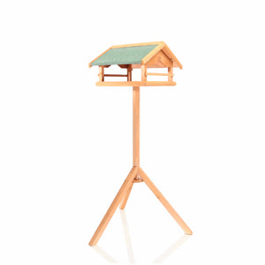 Toboli Mangiatoia per uccelli con palo in legno Per uccelli selvatici 119 cm Tetto in bitume