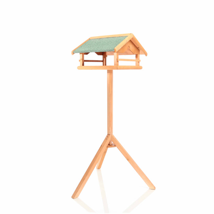 Toboli Mangiatoia per uccelli con palo in legno Per uccelli selvatici 119 cm Tetto in bitume