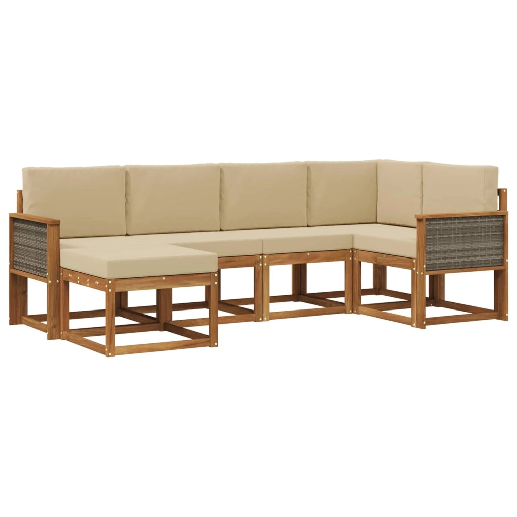 Set di divani da esterno 6 pcs Naturale e Beige Poliestere 3385349