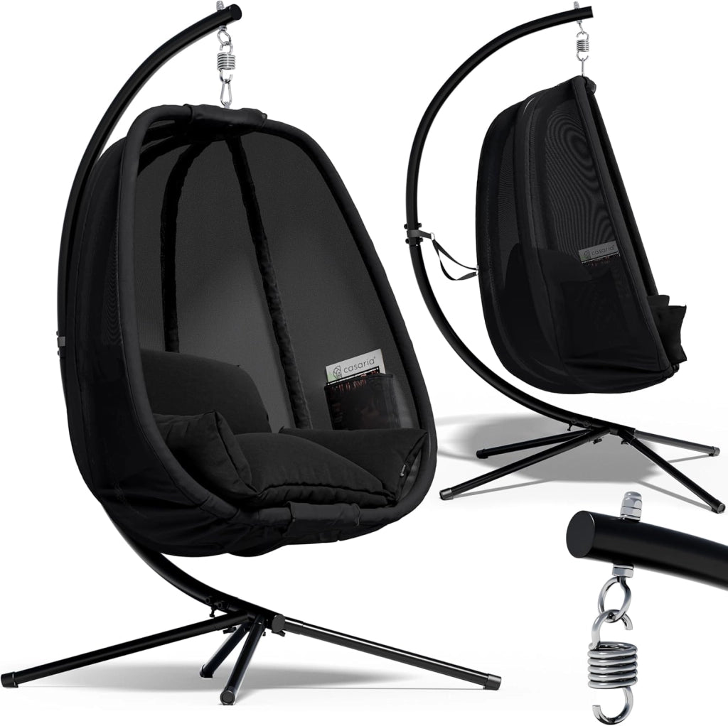 ® Sedia a Dondolo da Esterno ed Interno con Telaio 2 Tasche Laterali con Cuscino Poltrona Sospesa XXL con Capacità 150 kg Stabile Resistente