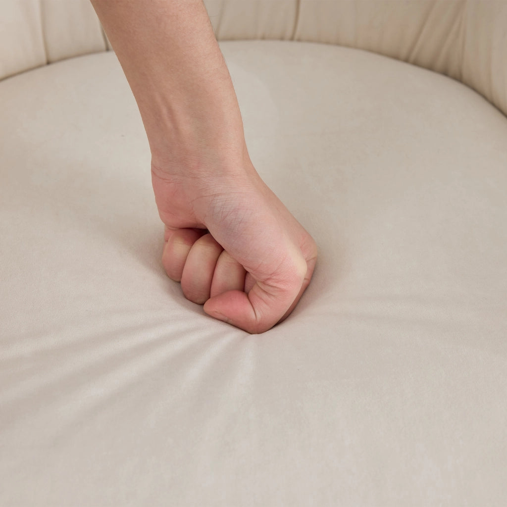 Sedia girevole in similpelle con seduta ergonomica e base metallica beige per soggiorno camera da letto e ufficio