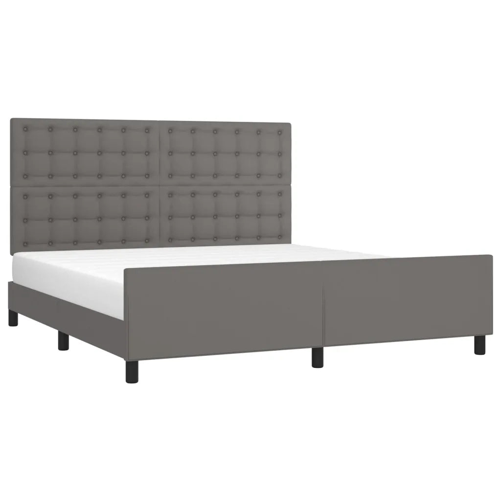 Giroletto con Testiera Grigio 160x200 cm in Similpelle