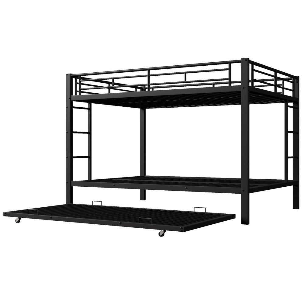 Letto a Castello con Letto Estraibile ¨C MINIMAL ¨C Metallo Nero 140x200