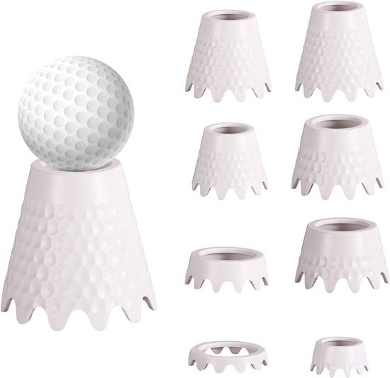 Set di Tee da Golf Premium a 8 pezzi in diverse misure - Tee da Golf in ABS per allenamento da golf indoor e outdoor - Accessori per simulator da golf per casa e giardino posteriore - Bianco