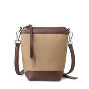 Borsa a mano da donna in vera pelle, modello a tracolla, colore grigio.