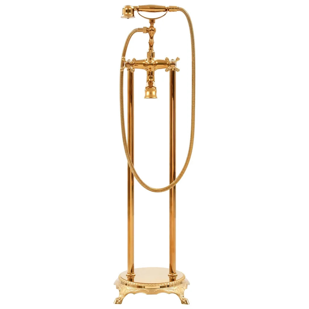 Rubinetteria a Colonna per Vasca Bagno Acciaio Inox 99,5cm Oro CFW2553342