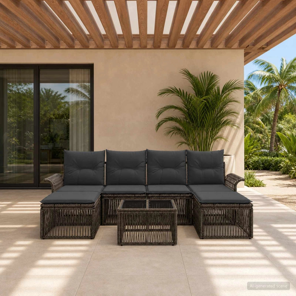 Set Divano da Giardino 7 pz Grigio polyrattan 3434912