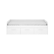Letto per bambini Aco, Lettino contenitore per cameretta, Struttura per letto singolo con 3 cassettoni, 194x97h60 cm, Bianco