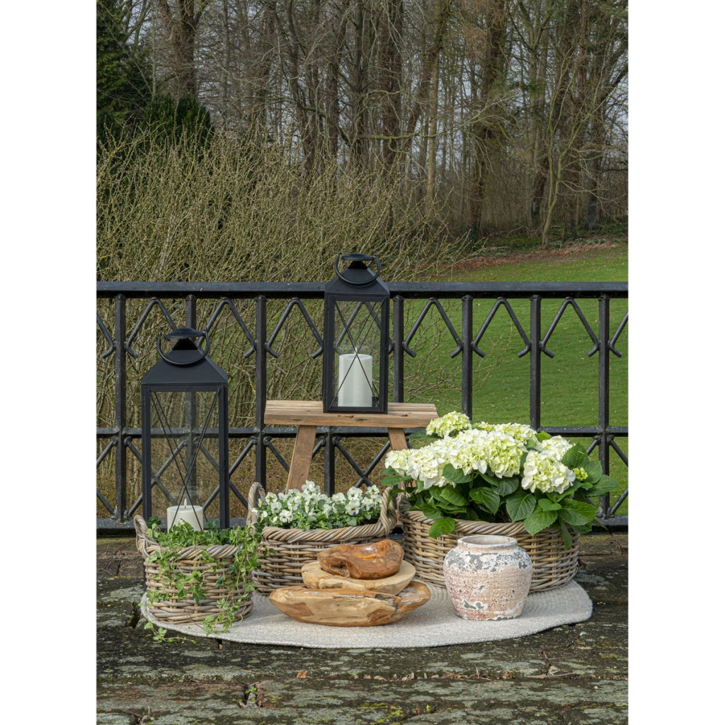 Set di 3 Cesti Portaoggetti Kuta, Marrone, Rattan, 30x30x27 cm