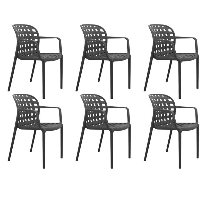 SET 6 SEDIE IMPILABILE IN POLIPROPILENE ANTRACITE EFFETTO INTRECCIATO 58X57,5X82,5 CM