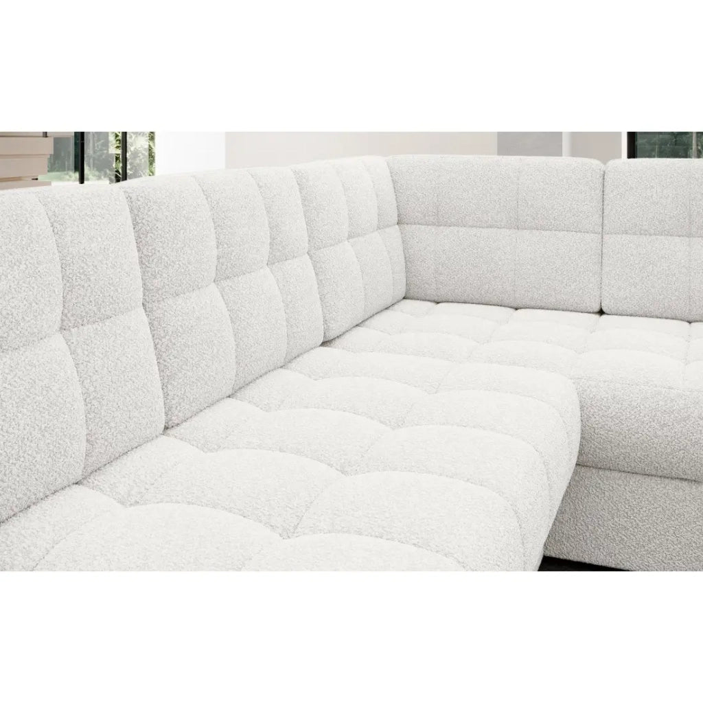 Divano angolare convertibile MONTEZA bianco sinistro 299 cm con contenitore e letto