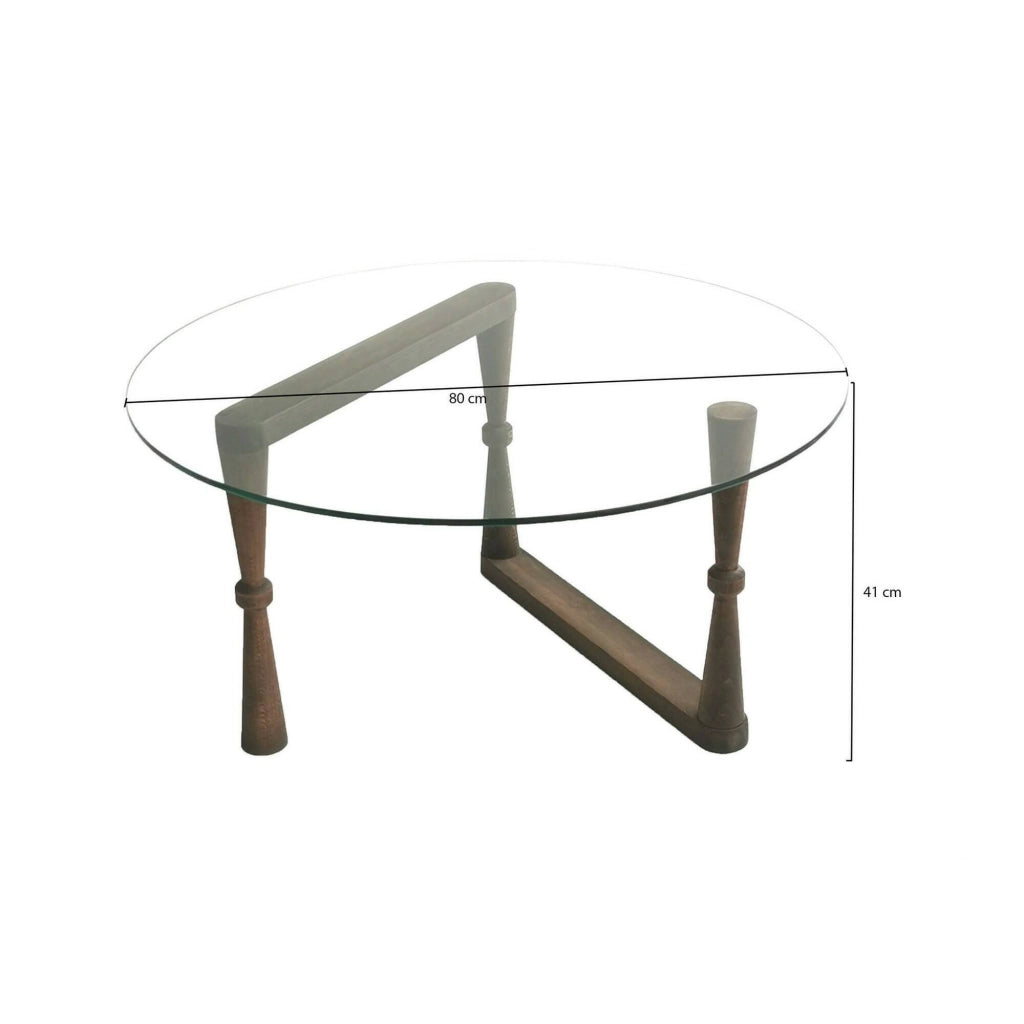 Belvi, Tavolino da Salotto Forma Rotonda, 80x80x41h cm Marrone Noce