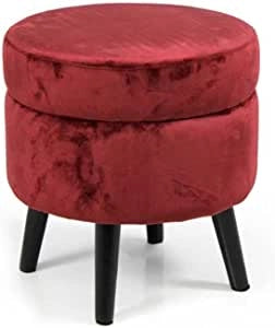POUF CONENITORE SEDUTA IN VELLUTO E GAMBE NERE 37 X H40 CM COLORE BORDEAUX