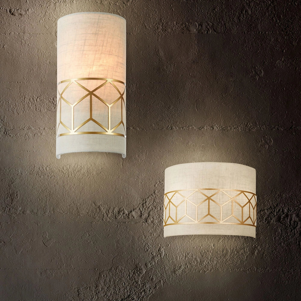Maytoni applique contemporanea Messina 1 luce E14 oro metallo diffusore lino