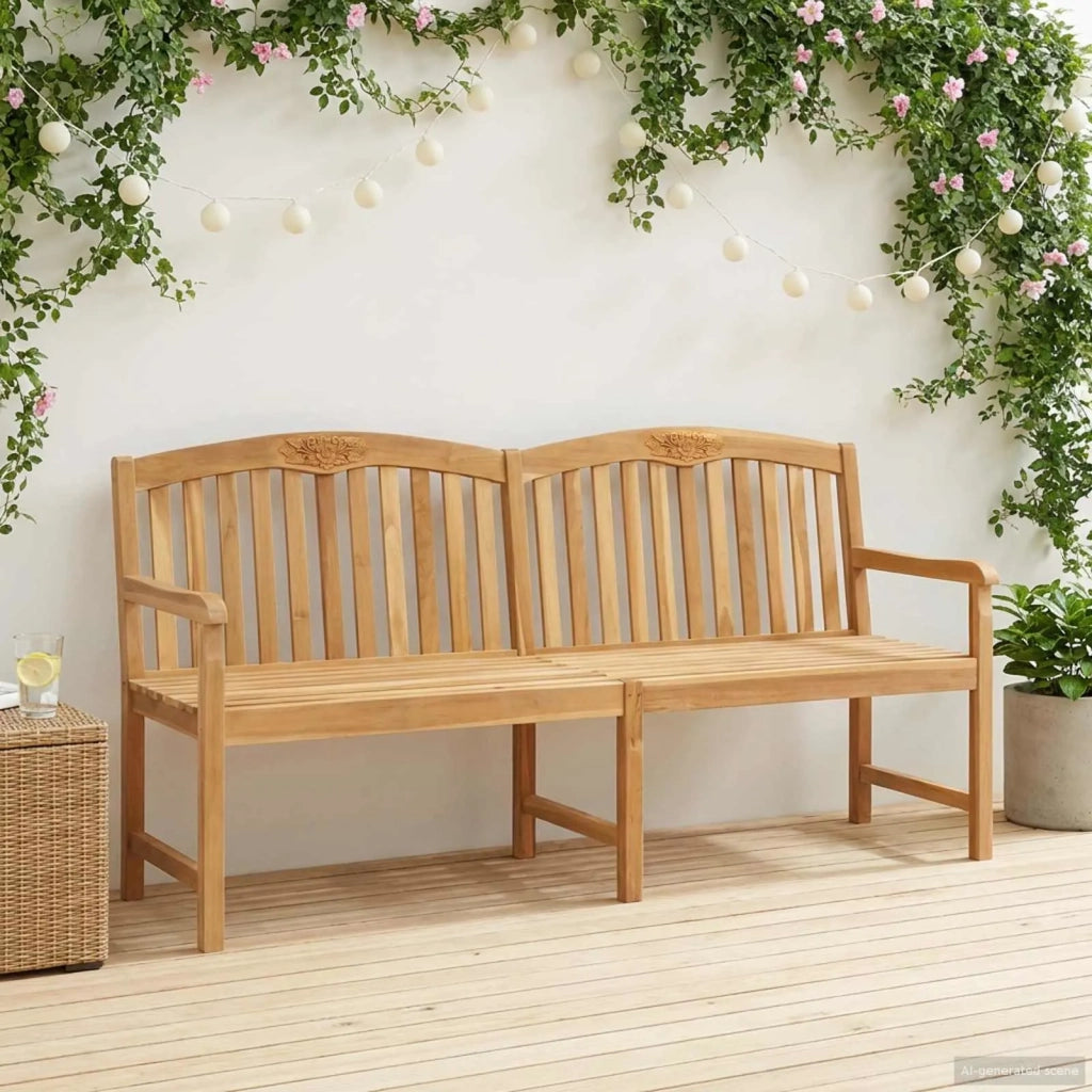 Panchina in legno intagliata a mano Naturale 150 x 60 x 90 cm