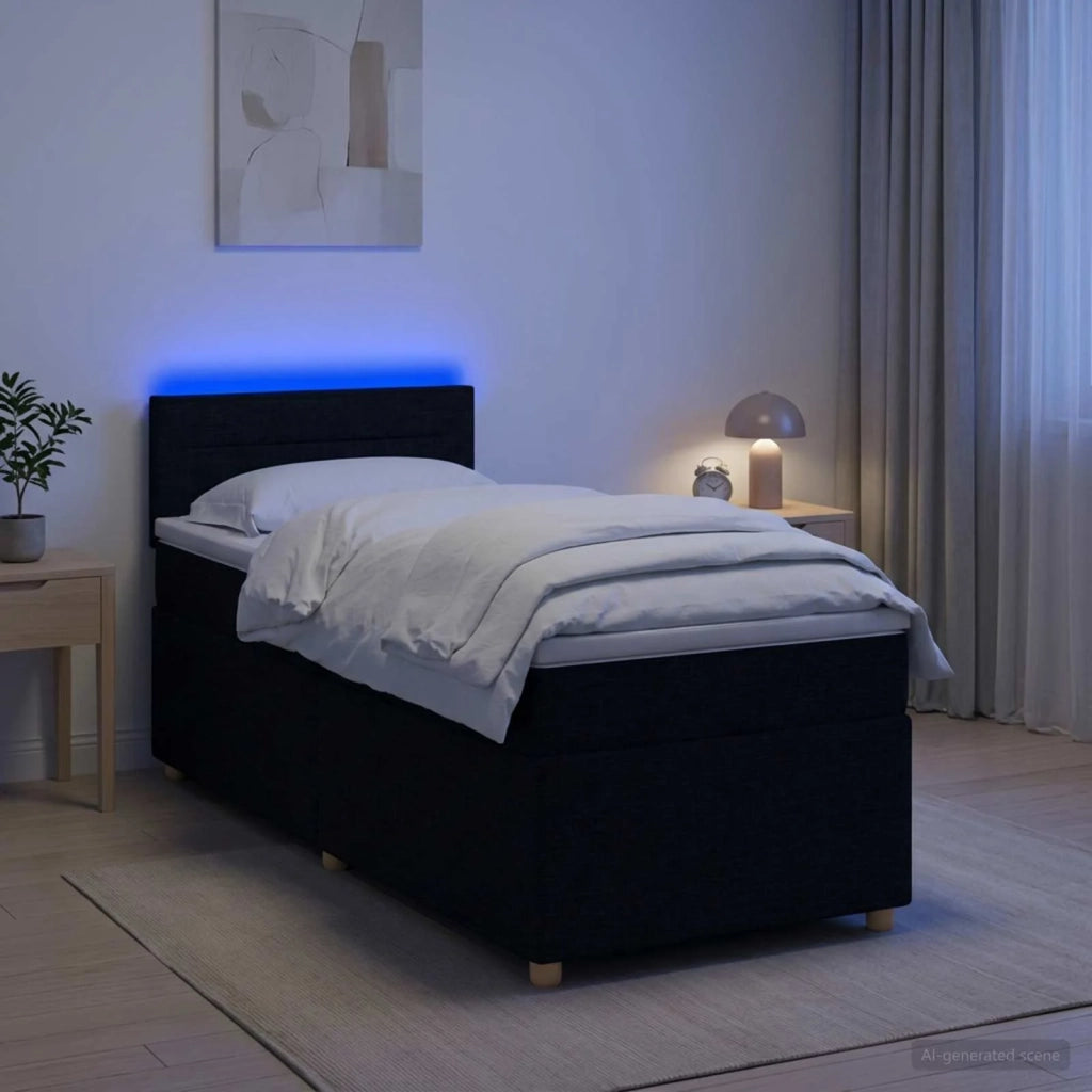 Letto box spring con materasso Nero 90 x 190 cm Tessuto 3452305
