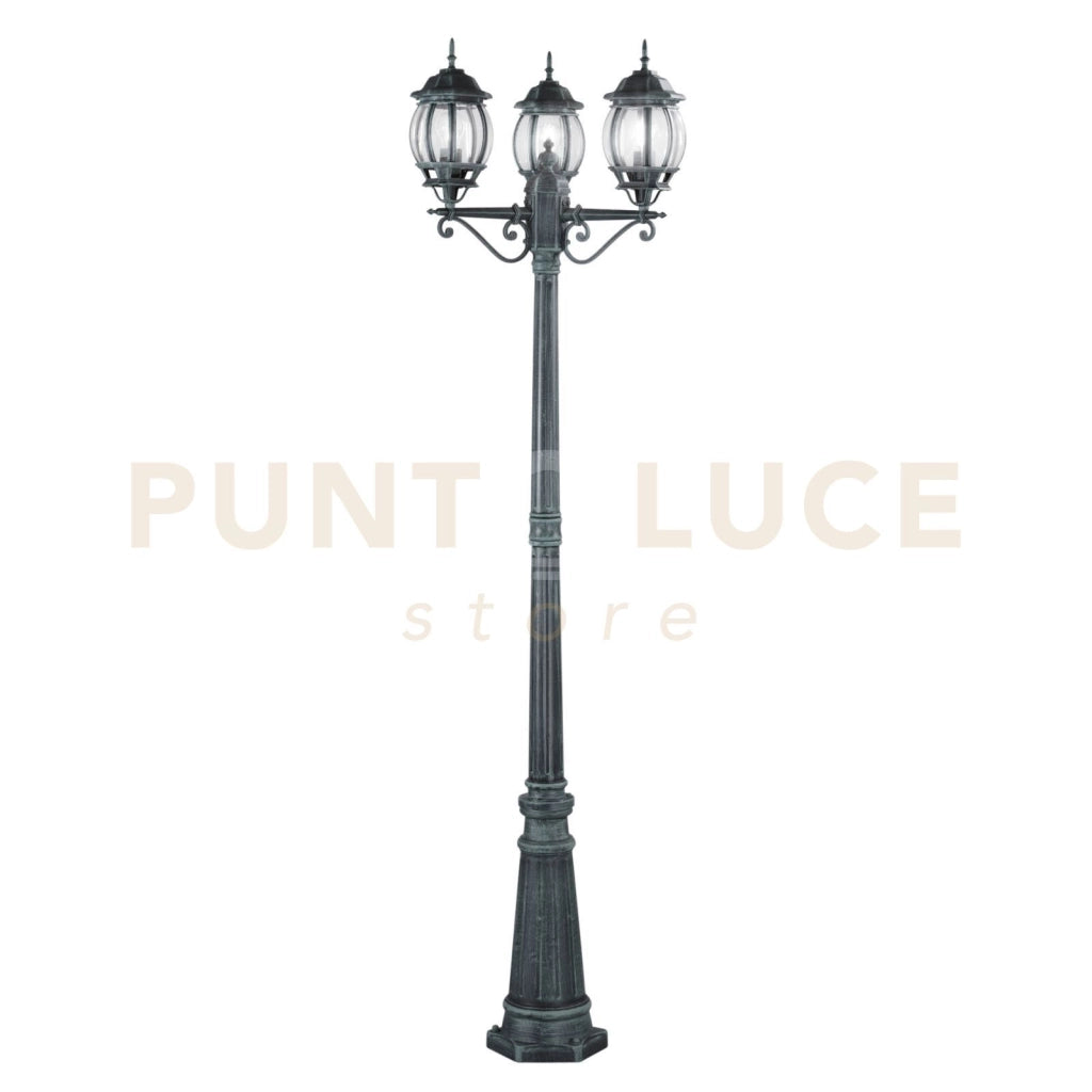 PALO SANTIAGO NERO E VERDE 3 LUCI ATTACCO E27 IP44 69X209CM