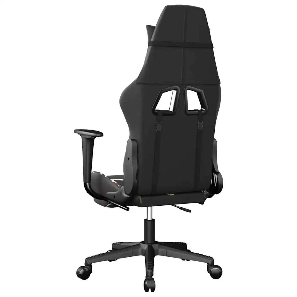 Sedia Gaming | Sedia da e-sports Massaggio Poggiapiedi Nero e Mimetico Similpelle