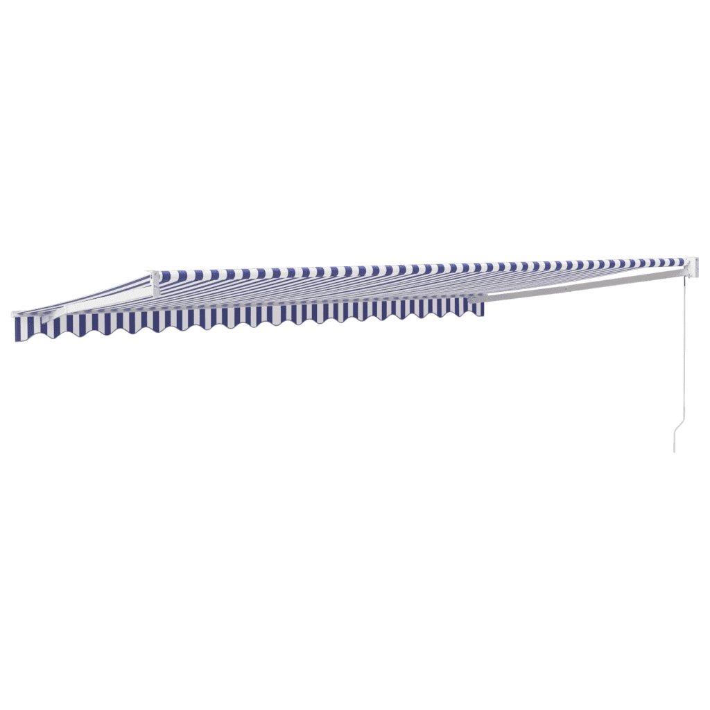Tenda da Sole Retrattile Blu e Bianca 5x3 m Tessuto e Alluminio 3154425
