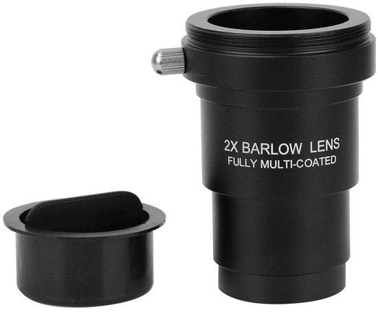 Obiettivo Telescopio 2x - M42 x 0.75 Filtro - 1.25 Pollici - Ottica di Alta Qualità - Struttura in Metallo Robusta - Dimensioni Compresse 4.3 x 4.3 x 6.3 cm - Obiettivo per Telescopio
