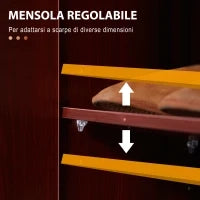 Armadio Scarpiera Moderno e Salvaspazio in Legno per 12 Paia con 4 Ripiani Aperti, 83x30x90 cm, color Caffè