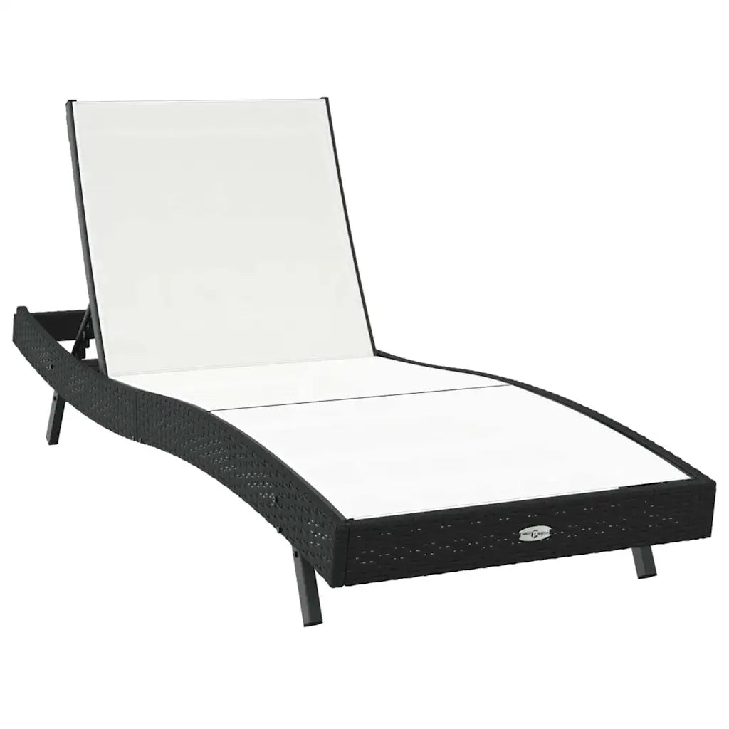 Lettino da sole Nero e Bianco 197 x 70 x 82 cm polyrattan