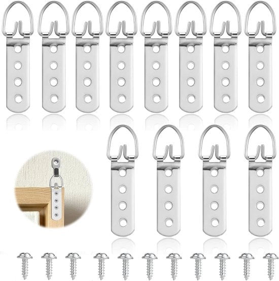 Supporti per foto con D-ring, 12 pezzi, per oggetti pesanti, appendi, viti, opere d'arte, manichette
