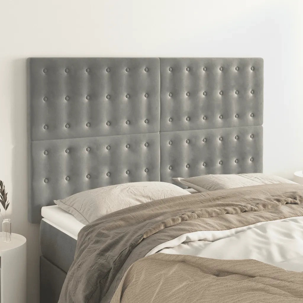 Testiera Grigio Chiaro 144x5x118/128 cm Velluto 3116814