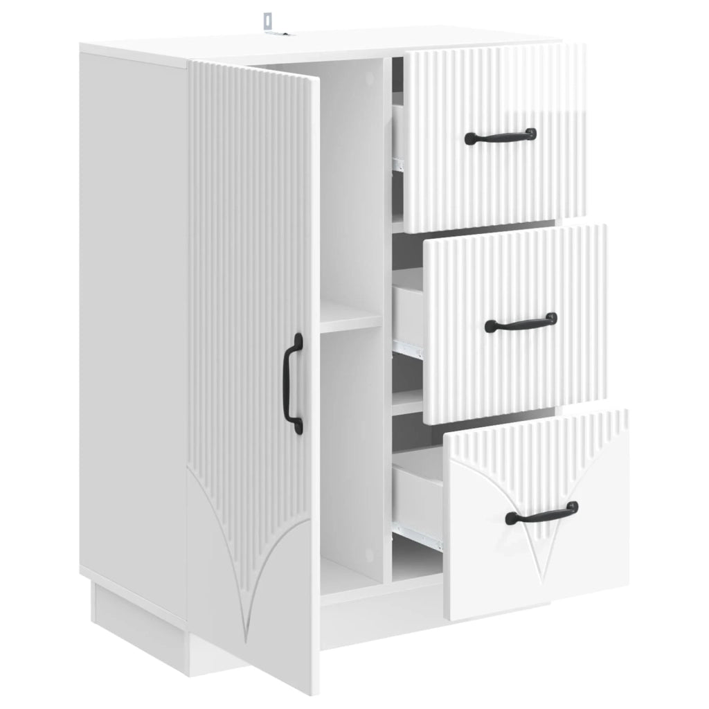 Credenza Bianco Lucido 66 x 34,5 x 87 cm Legno ingegnerizzato