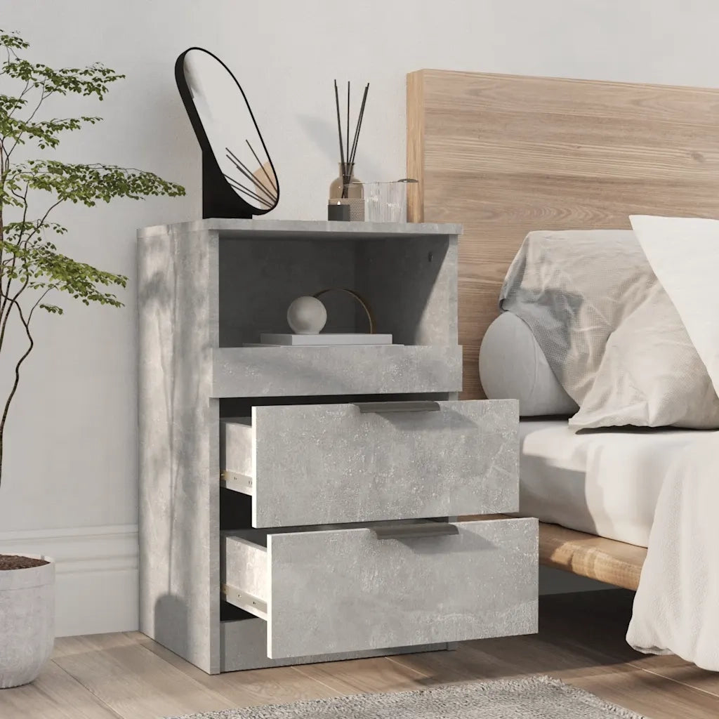 Comodini 2 pz-Set di 2 Tavolino da notte Grigio Cemento in Legno Multistrato 311563