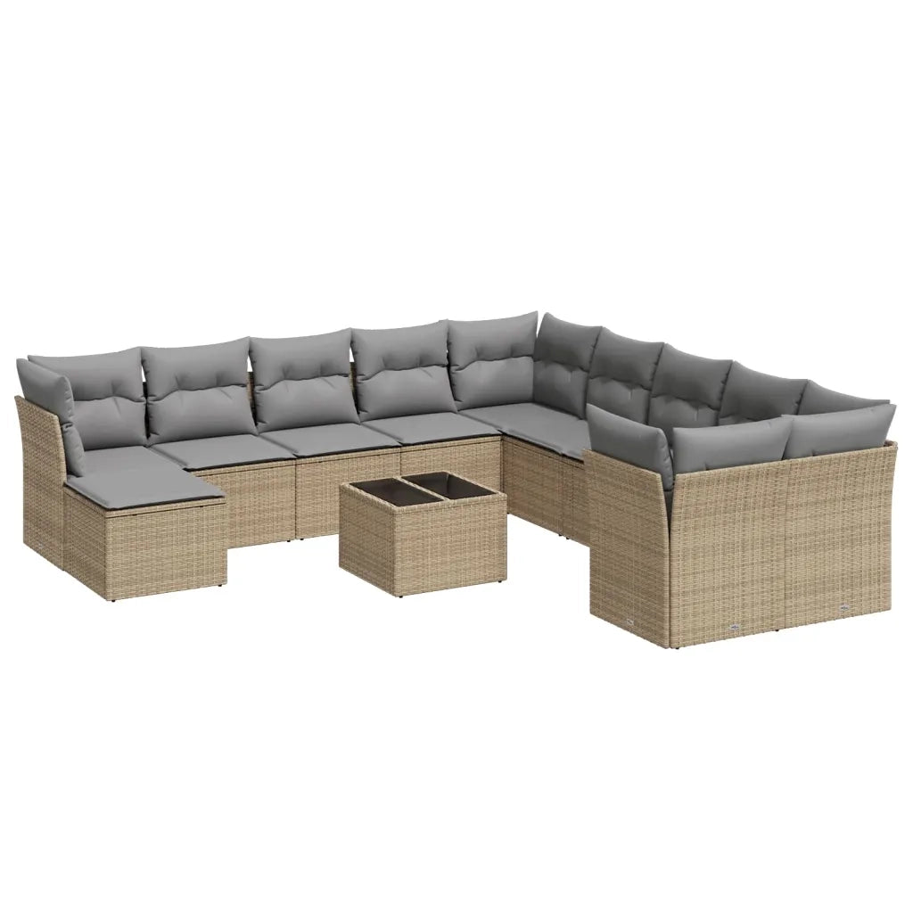 Set Divani da Giardino 12 pz con Cuscini Beige in Polyrattan 3218619