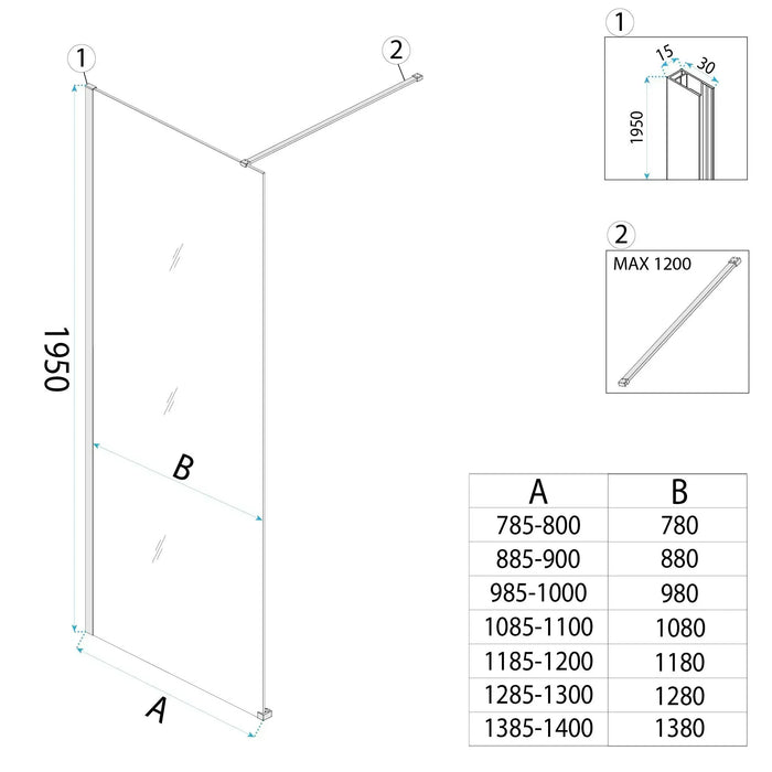 Parete Doccia Rea Flexi Grey / Gold 110