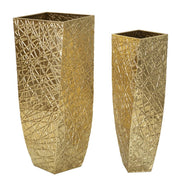 Set di 2 Vasi Decorativi VKH389, Oro, Metallo, 34x34x90 cm