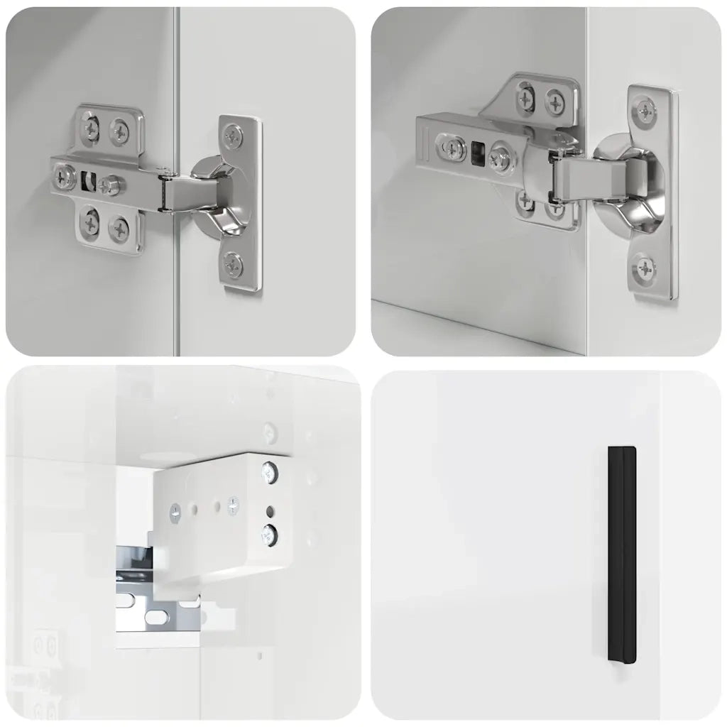 Set di mobili per il bagno con porta 2 pcs Bianco Lucido
