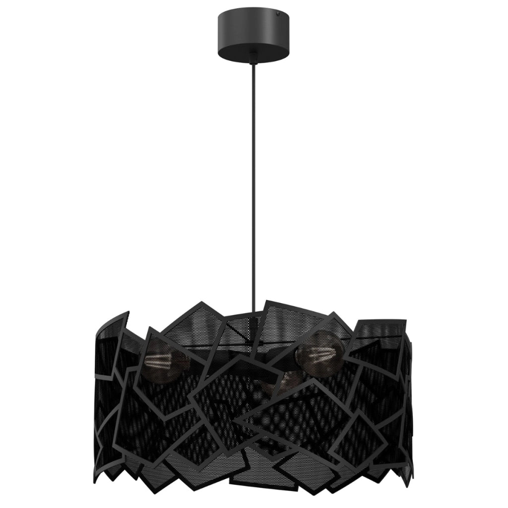 Lampadario Luminex Camo nero metallo 3xE27 Ø49,5 H110 cm