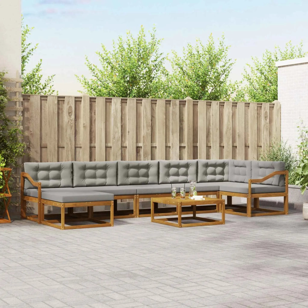 Set di divani da esterno 8 pcs Grigio Naturale e Chiaro