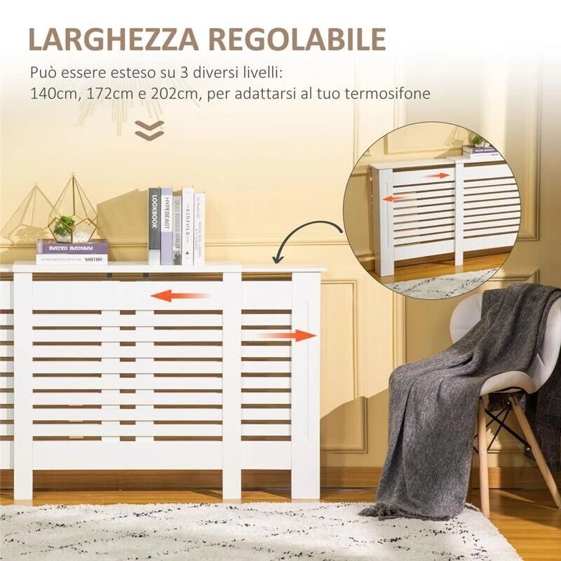 MOBILE COPRITERMOSIFONE REGOLABILE E MENSOLA SUPERIORE 140X19X82,5 CM BIANCO