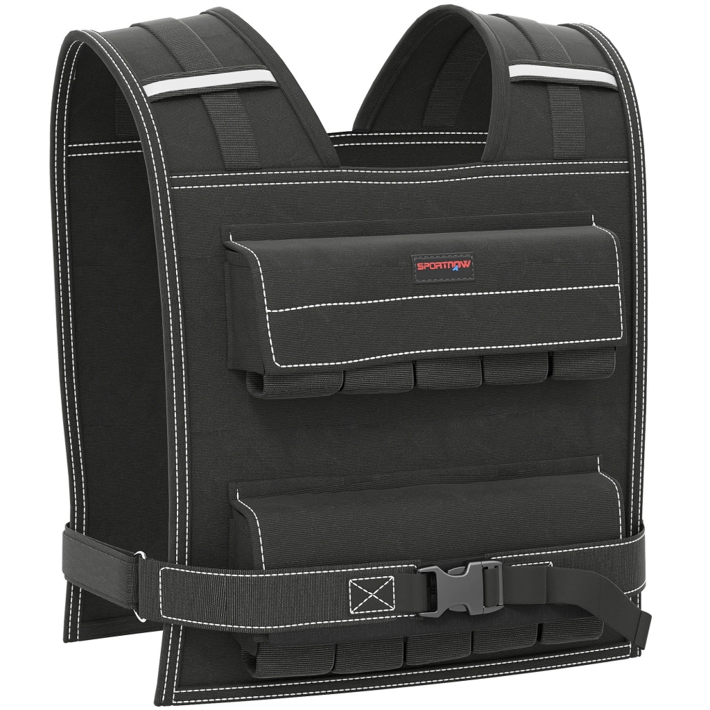 Gilet Zavorrato da 20kg Regolabile 50x40 cm con Strisce Catarifrangenti Nero