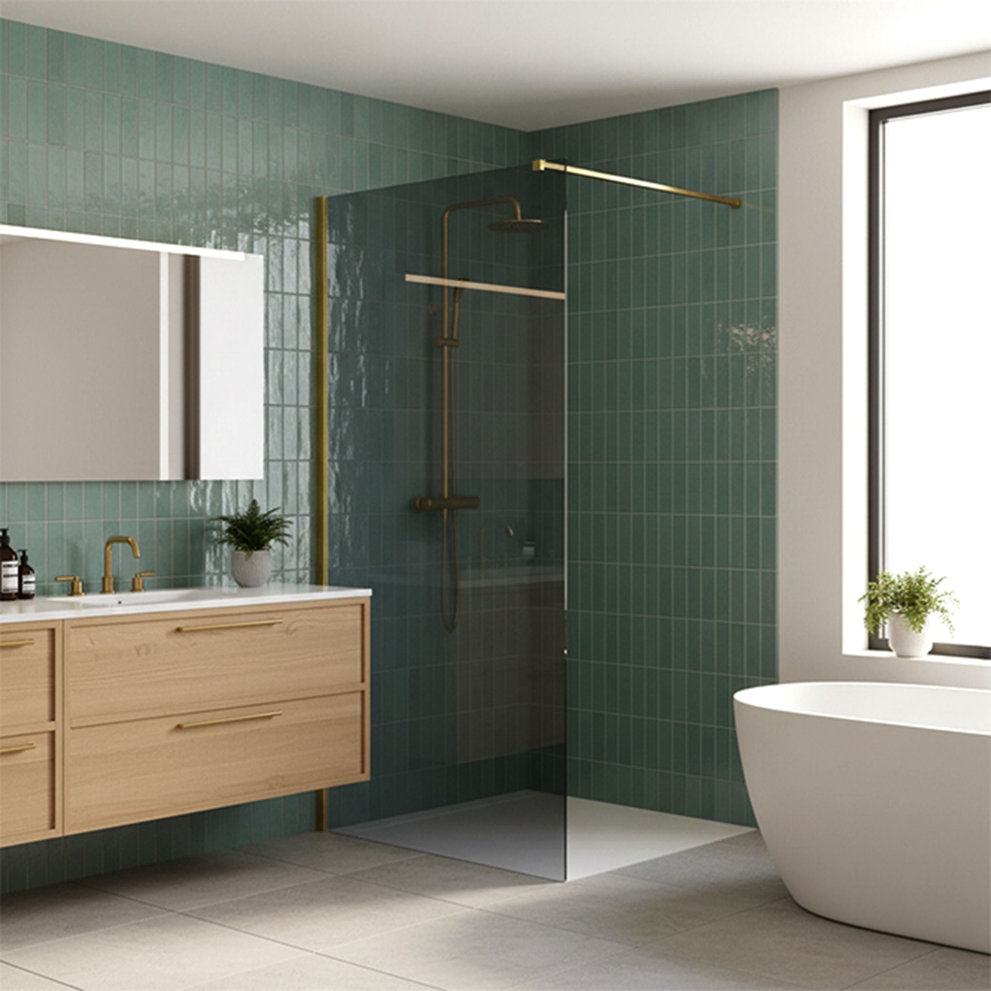 Parete Doccia Rea Flexi Grey / Gold 120