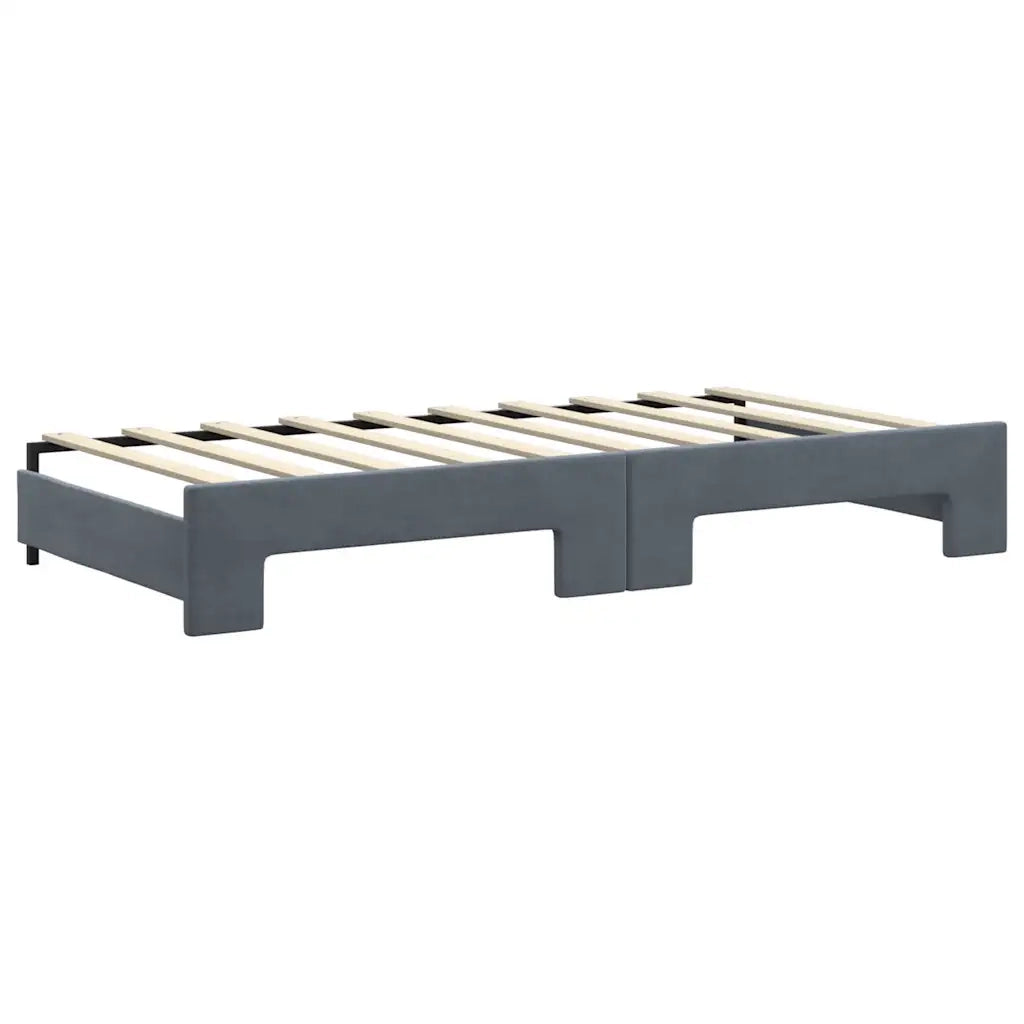 Divano Letto Estraibile Cassetti Grigio Scuro 90x190cm Velluto