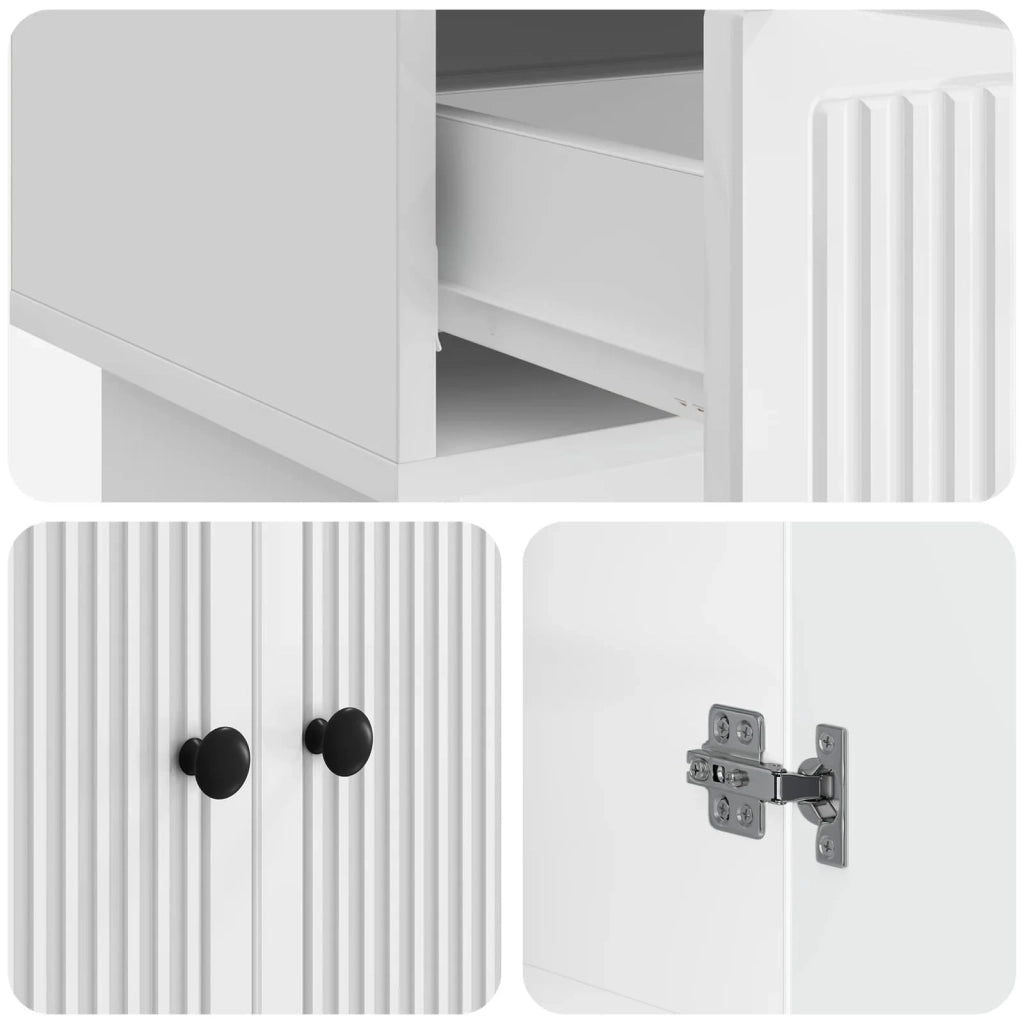 Credenza Bianco Lucido 66 x 34,5 x 95 cm Legno ingegnerizzato