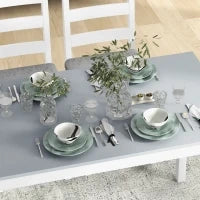 Set da Pranzo 4 pezzi, 1 Tavolo, 1 Panca, 2 Sedie, Grigio e Bianco