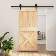 Porta scorrevole Naturale e Nero 90 x 210 cm 3445167