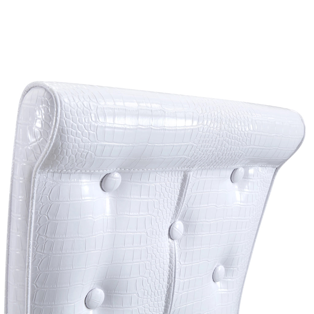 Sedia da Pranzo Set da 4 con Schienale Trapuntato e Piedini Regolabili, in Metallo e PVC, Nero e Bianco