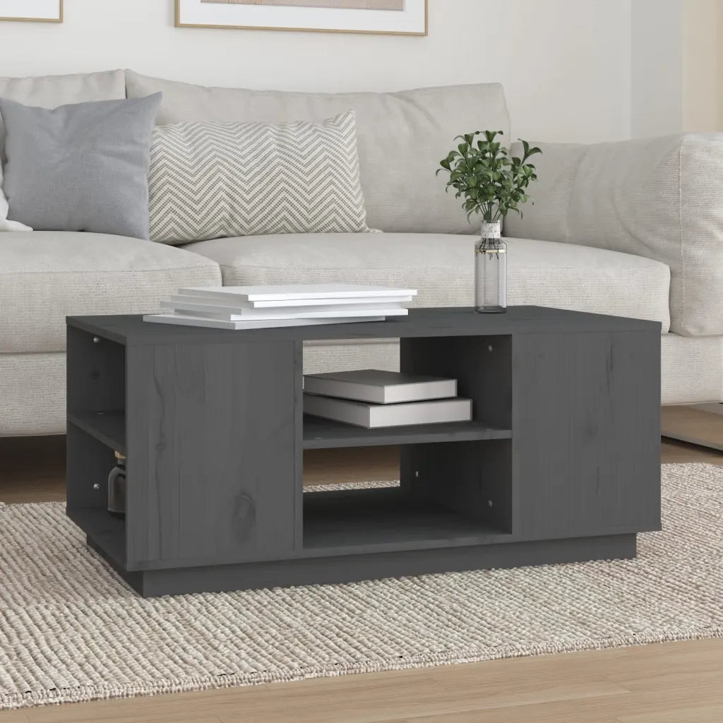 Tavolino da Salotto-Tavolino da soggiorno Grigio 90x49x40,5 cm Legno Massello di Pino