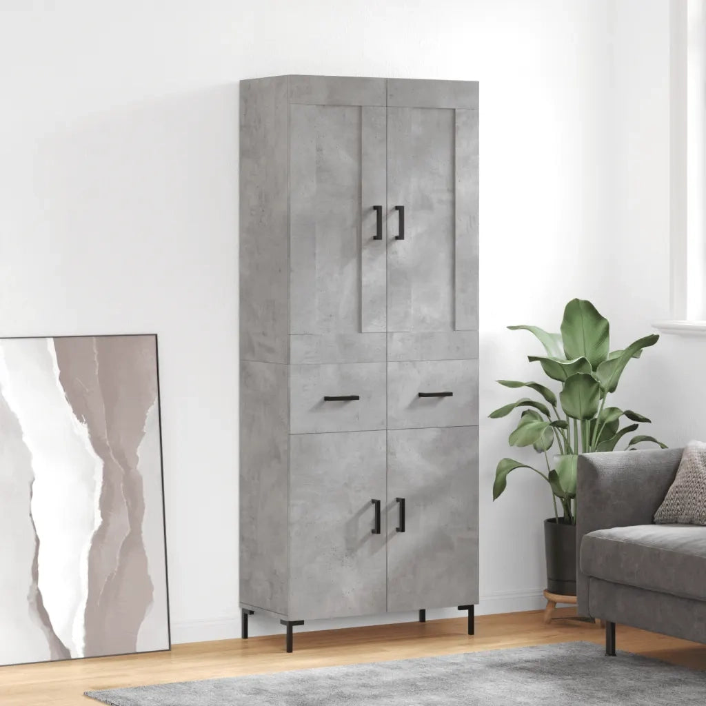Credenza-Buffet-Armadio da cucina Grigio Cemento 69,5x34x180 cm in Legno Multistrato 164921