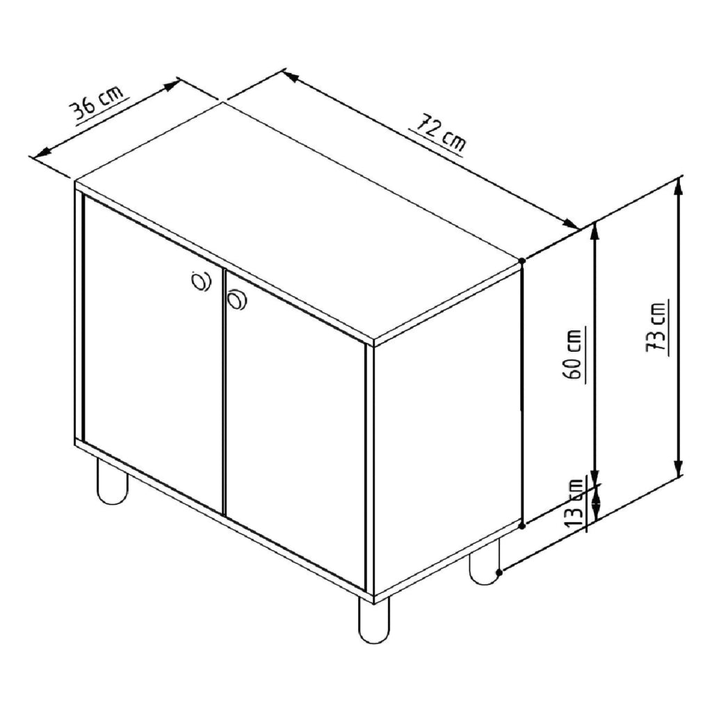 Madia Pontida, Credenza un Ripiano, 72x36x73h cm Marrone Noce