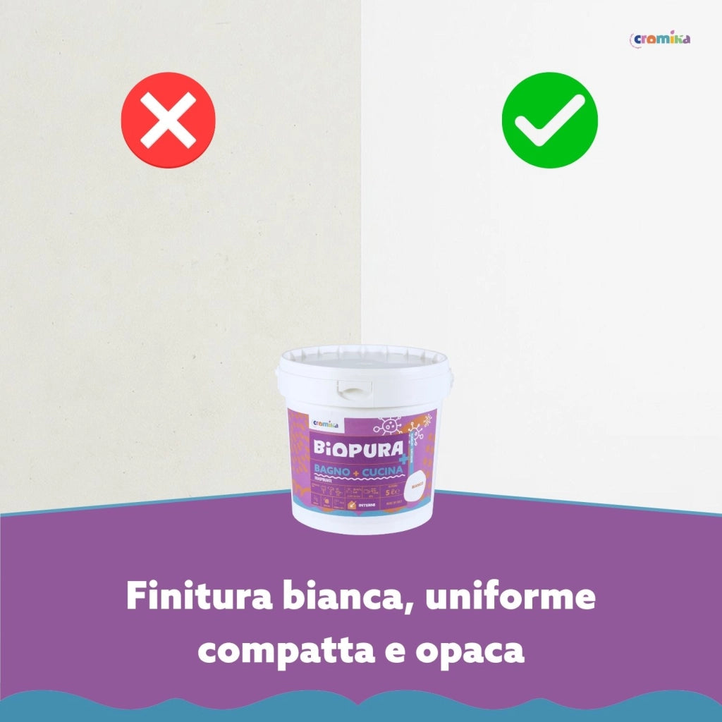 Idropittura traspirante antimuffa interni bagno cucina linea biopura cromika *** formato 5 lt, confezione 1