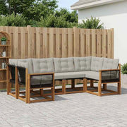 Set di divani da esterno 6 pz Naturale e Grigio chiaro 3382175