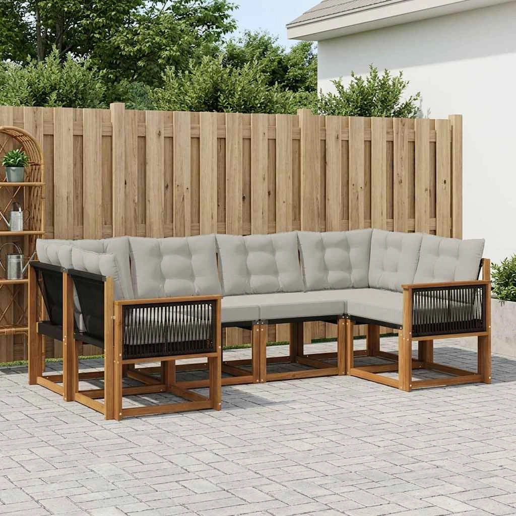 Set di divani da esterno 6 pz Naturale e Grigio chiaro 3382175